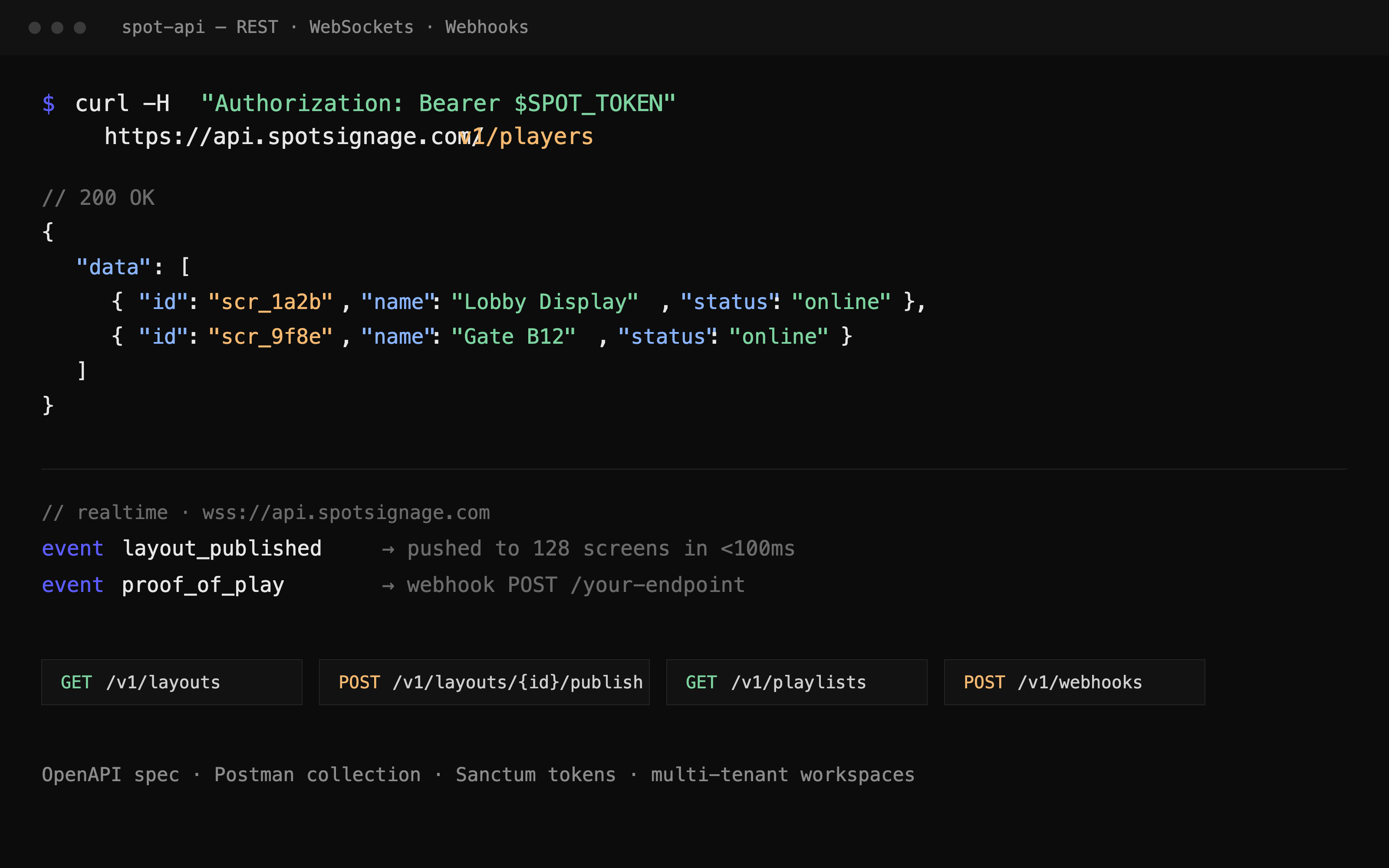 A REST API and webhooks from day one